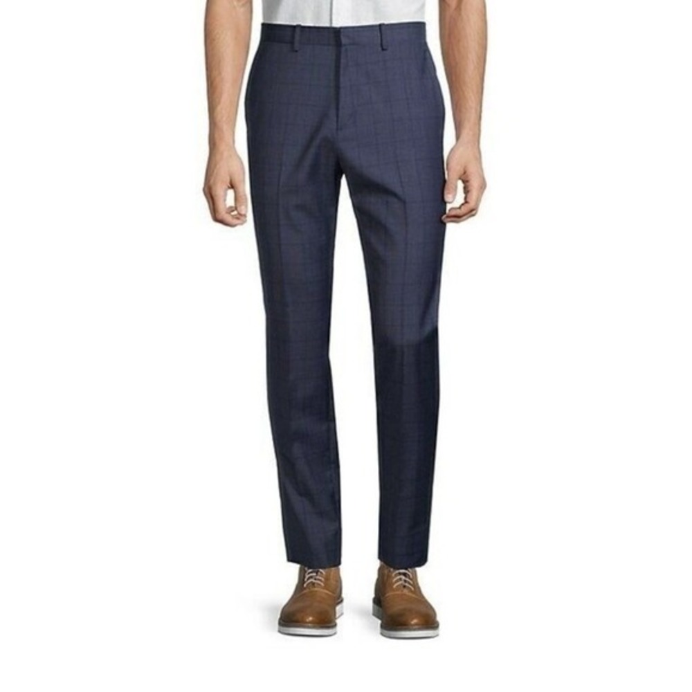 Theory Jake windowpane plaid Navy Blue men's‎ Trousers dress pants NEW 38x34 XL
